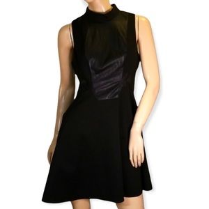 New BCBGeneration 10 Black Sheer Panel Mini Sleeveless Dress Fit & Flare